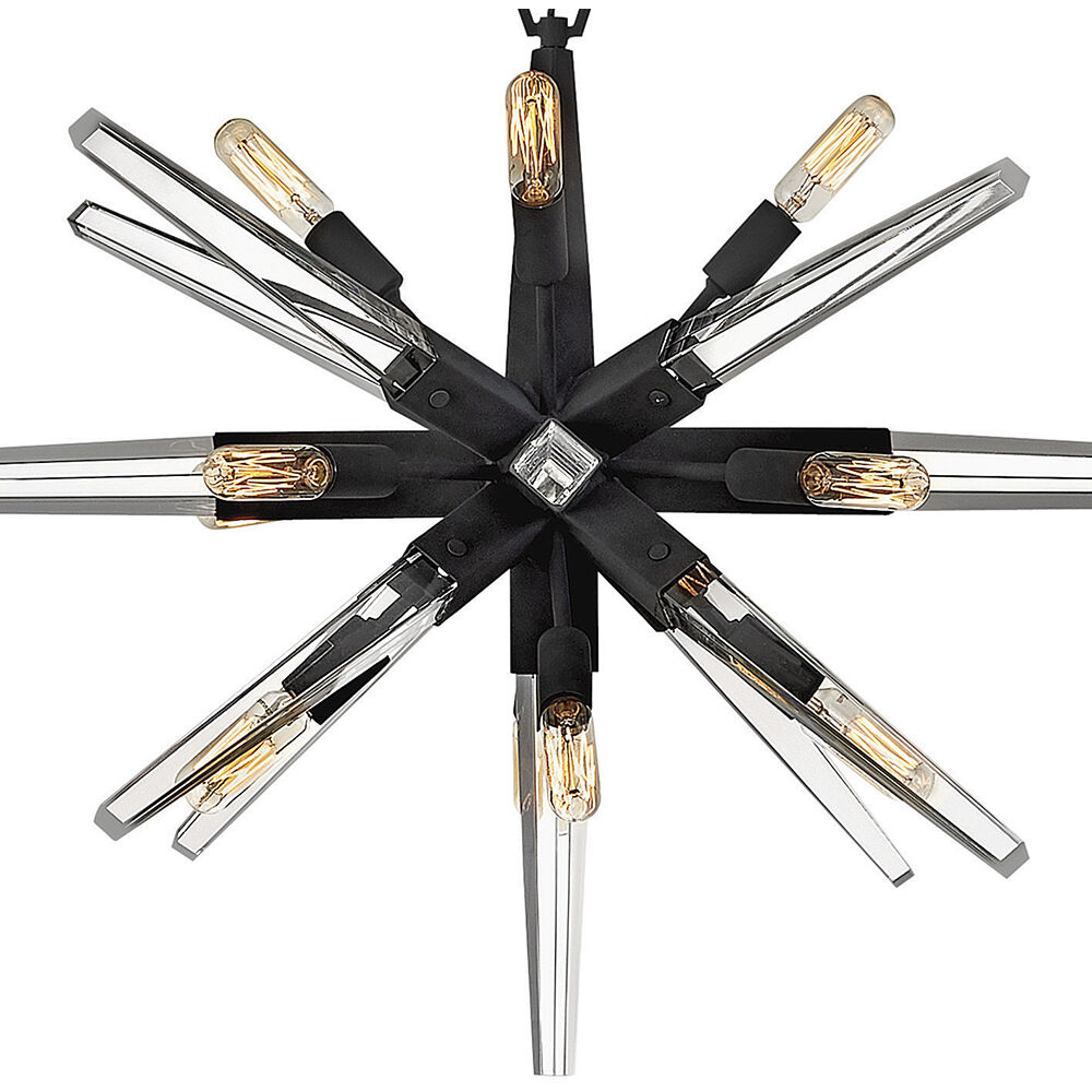 Ariel LED 40 inch Black Chandelier Ceiling Light, Linear & Oval