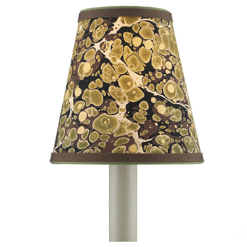 Marble Paper Green and Chocolate with Mustard Tapered Chandelier Shade