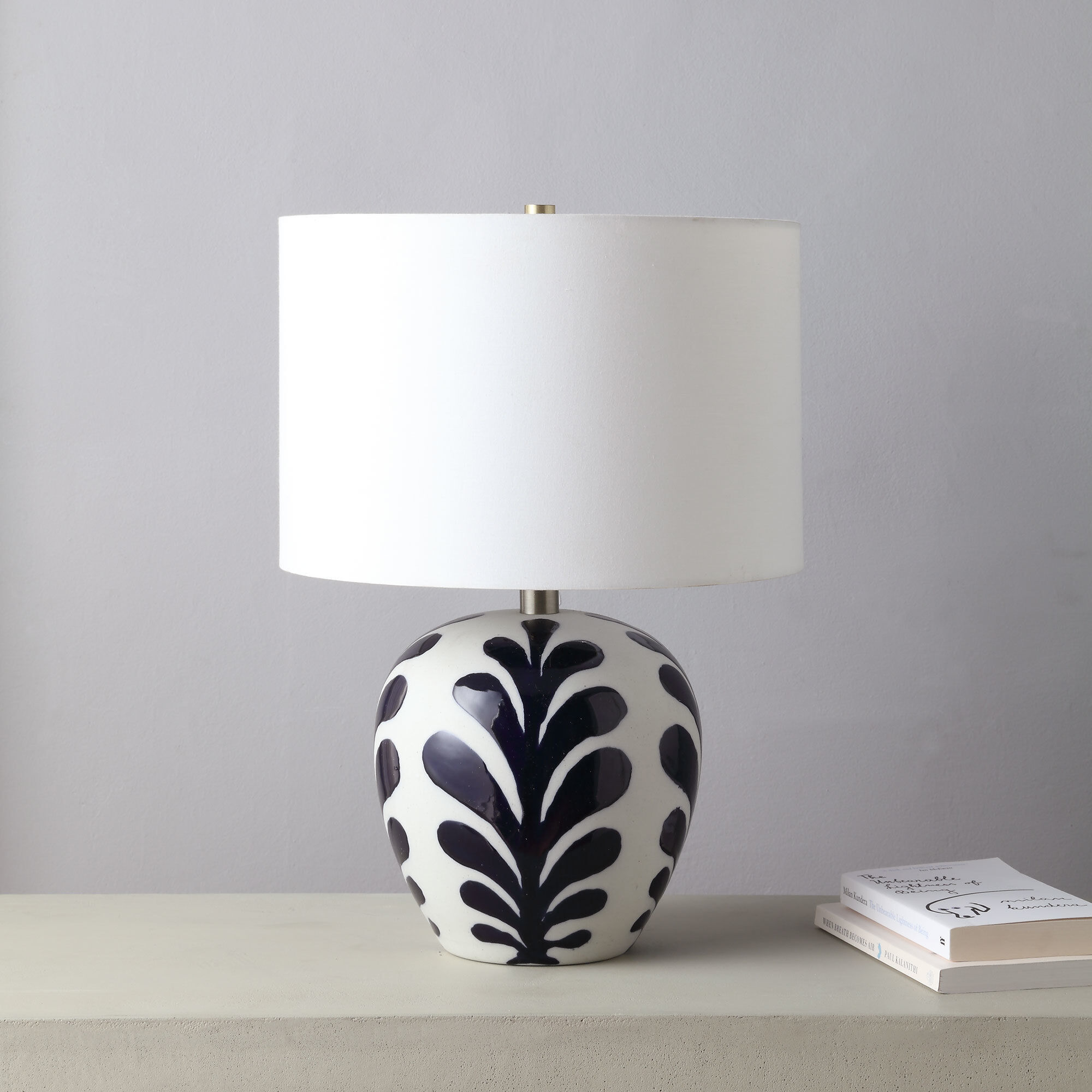 Darina 19.25 inch 100 watt Off-White and Navy Table Lamp Portable Light