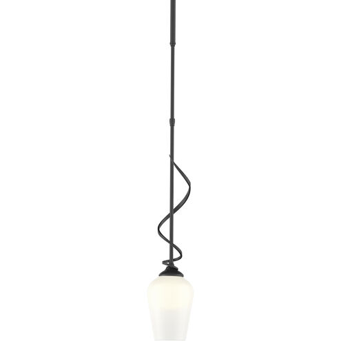 Flora 1 Light 3.9 inch Black Mini Pendant Ceiling Light in Opal, Down Light