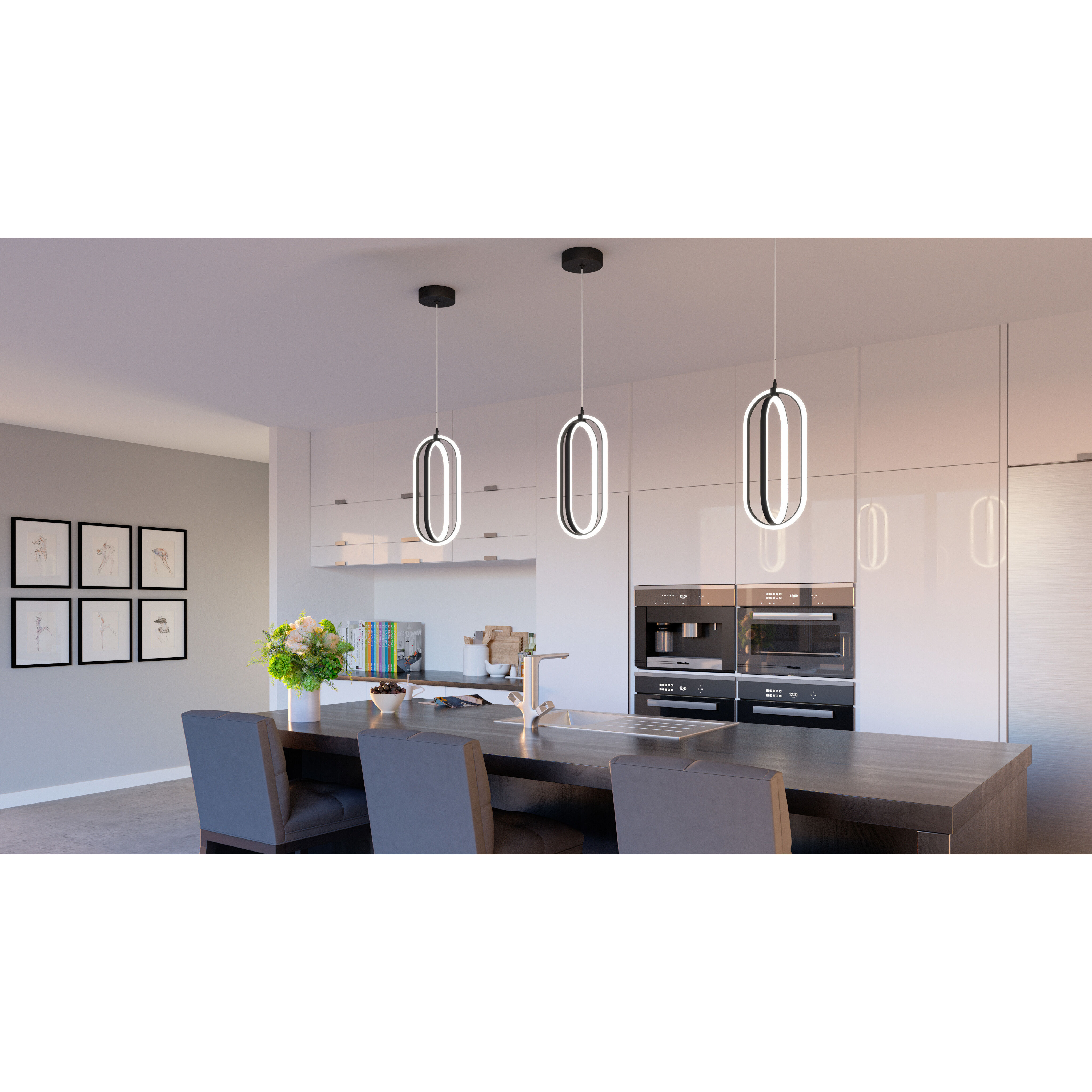 Calista LED 8 inch Matte Black Mini Pendant Ceiling Light