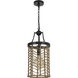 Lillington 1 Light 10 inch Burlap and Black Pendant Ceiling Light, Mini Light Design