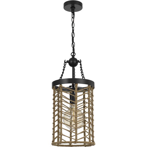 Lillington 1 Light 10 inch Burlap and Black Pendant Ceiling Light, Mini Light Design