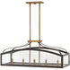 Clarendon 5 Light 36 inch Bronze with Heirloom Brass Indoor Linear Chandelier Ceiling Light