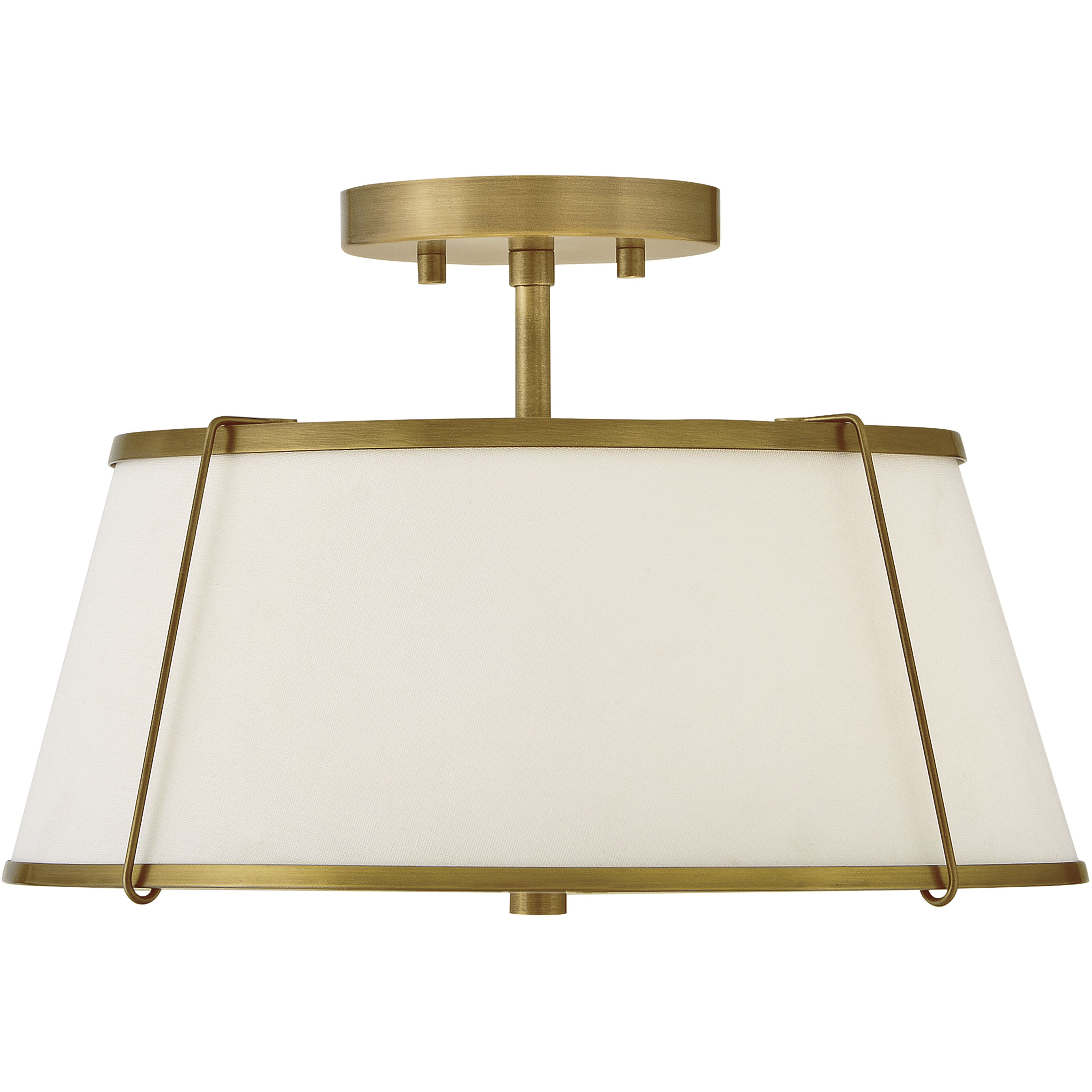 Clarke 2 Light 15 inch Lacquered Dark Brass Semi-Flush Mount Ceiling Light in Lacquered Dark Brass with Off White