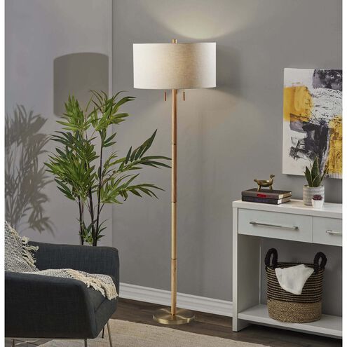 Madeline 66 inch 150.00 watt Natural Rubberwood and Antique Brass Floor Lamp Portable Light