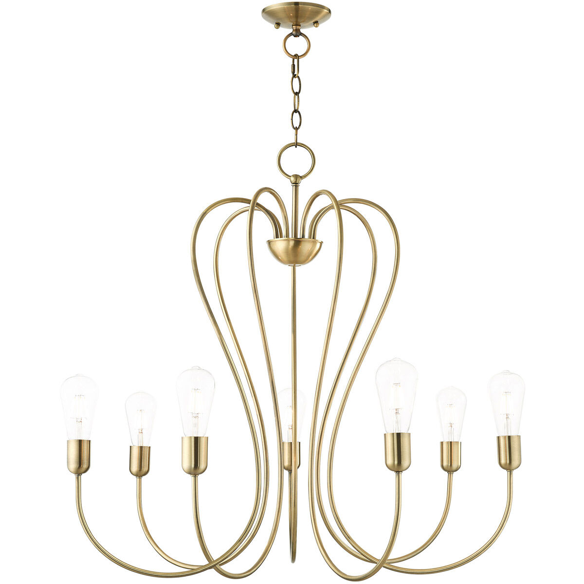 Lucerne 7 Light 30 inch Antique Brass Chandelier Ceiling Light