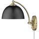 Rey 1 Light 8 inch Aged Brass Articulating Wall Sconce Wall Light in Matte Black, Adjustable