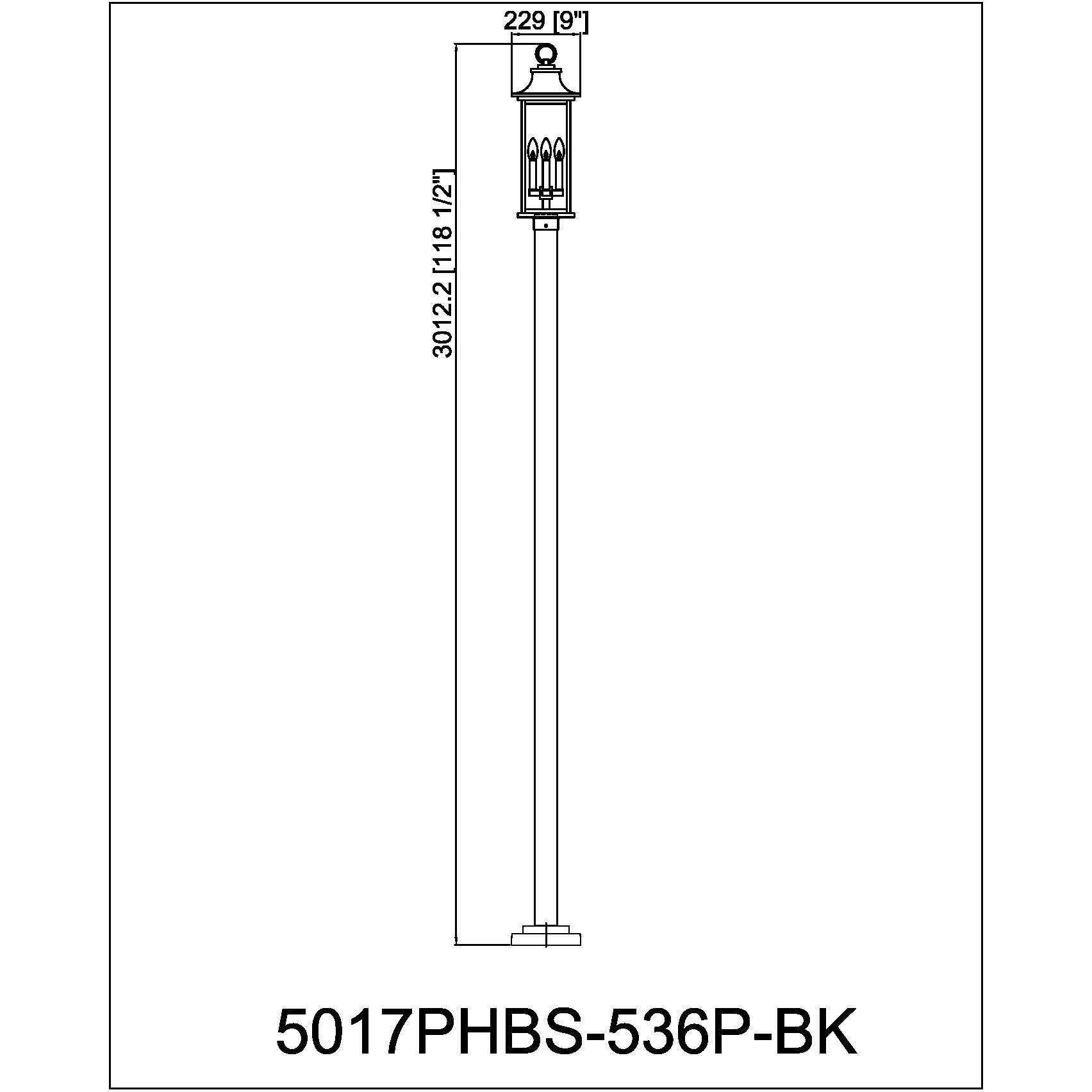 Tiberius 4 Light 118.5 inch Black Outdoor Post Mounted Fixture