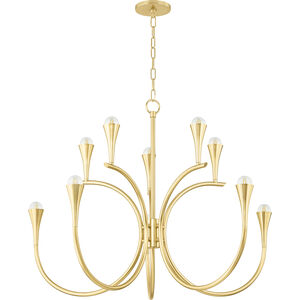 Aviana 10 Light 38 inch Aged Brass Chandelier Ceiling Light