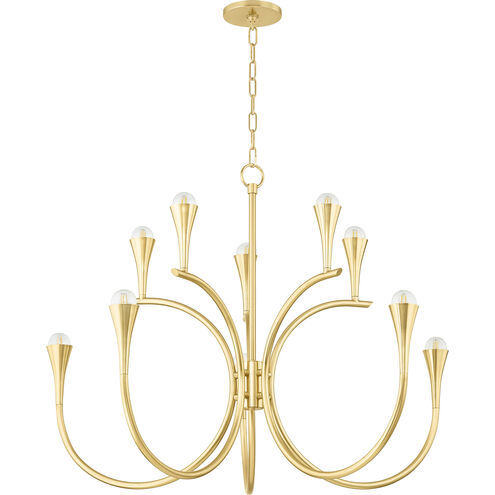 Aviana 10 Light 38 inch Aged Brass Chandelier Ceiling Light
