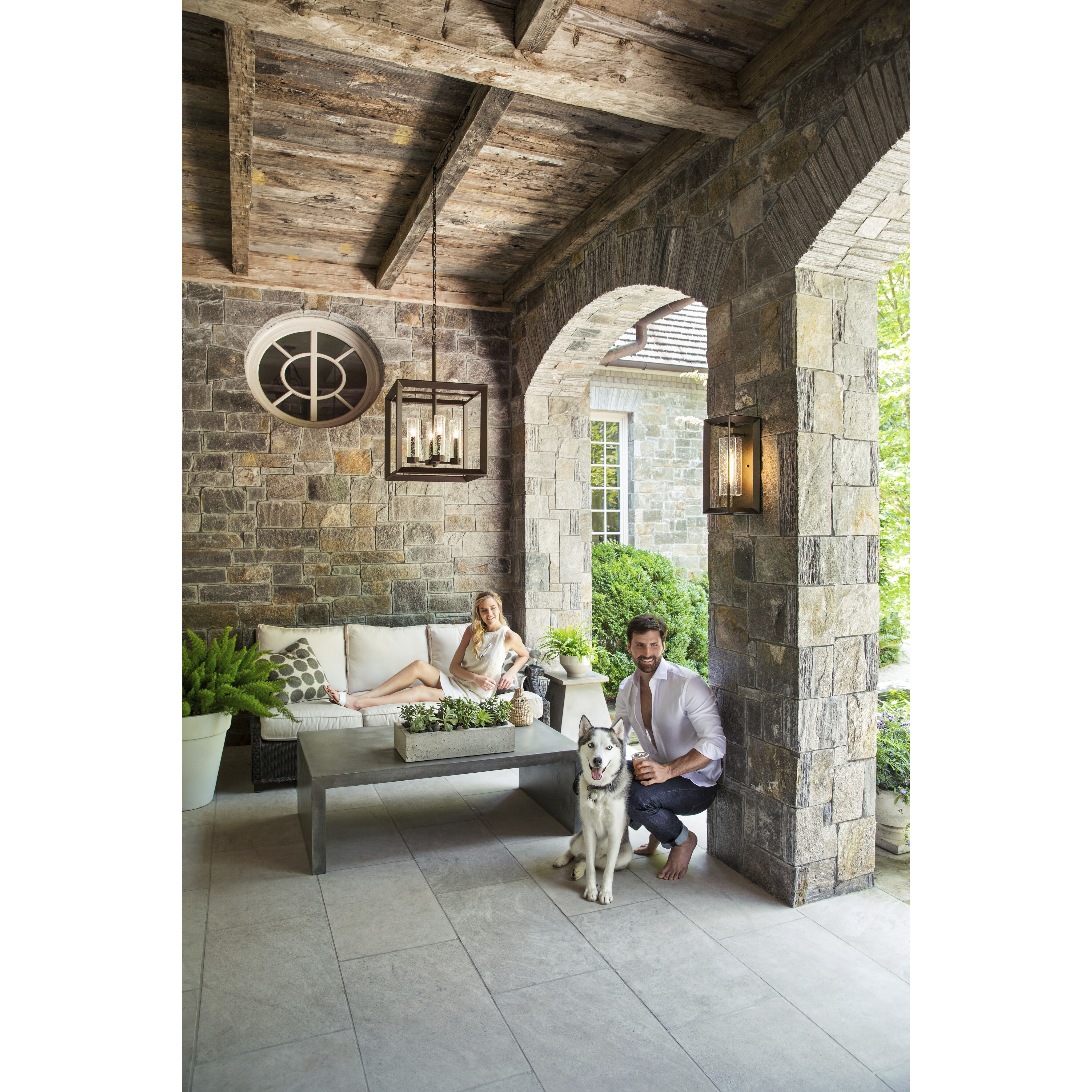 Open Air Rhodes 4 Light 18.25 inch Warm Bronze Outdoor Hanging in Non-LED