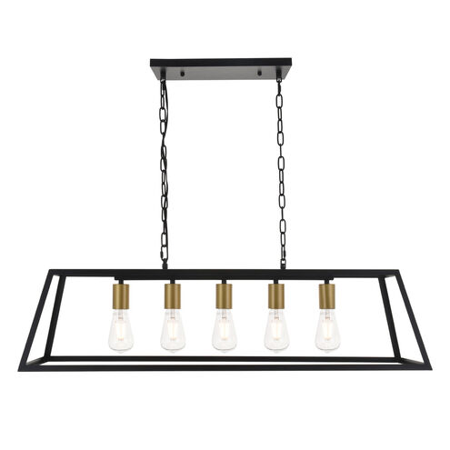 Resolute 5 Light 38 inch Brass and Black Pendant Ceiling Light