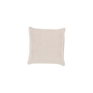 Linen Piped 18 X 18 inch Ivory and Cream Throw Pillow