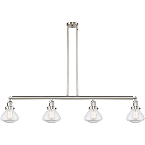 Franklin Restoration Olean 4 Light 51.38 inch Brushed Satin Nickel Island Light Ceiling Light in Seedy Glass, Franklin Restoration