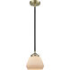 Nouveau Fulton LED 6.75 inch Black Antique Brass Mini Pendant Ceiling Light in Matte White, Nouveau