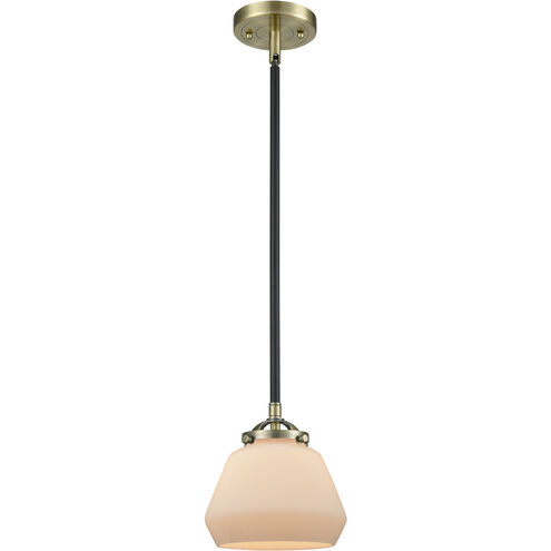 Nouveau Fulton LED 6.75 inch Black Antique Brass Mini Pendant Ceiling Light in Matte White, Nouveau