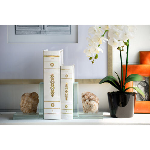 Book 7 X 3 inch White/Gold Decorative Box