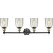 Caledonia 4 Light 32 inch Black Antique Brass Bath Vanity Light Wall Light in Mica