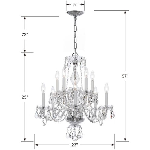 Traditional Crystal 10 Light 23 inch Polished Chrome Chandelier Ceiling Light