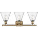 Ballston Ballston Cone 3 Light 28 inch Brushed Brass Bath Vanity Light Wall Light in Seedy Glass