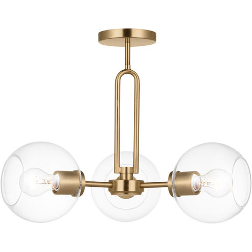 Codyn 3 Light 22 inch Satin Brass Semi-Flush Convertible Pendant Ceiling Light