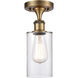 Ballston Clymer LED 3.88 inch Brushed Brass Semi-Flush Mount Ceiling Light in Clear Glass, Ballston