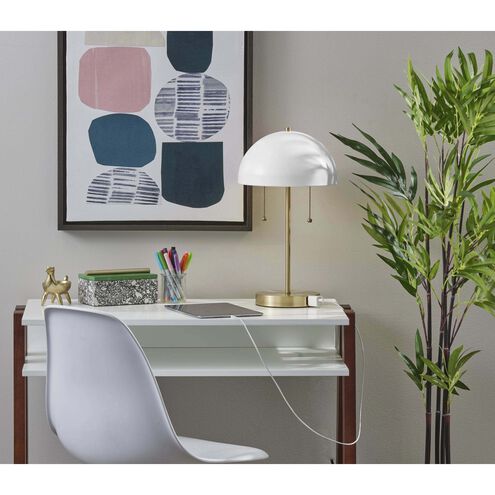 Bowie 18 inch 40.00 watt Antique Brass and White Table Lamp Portable Light