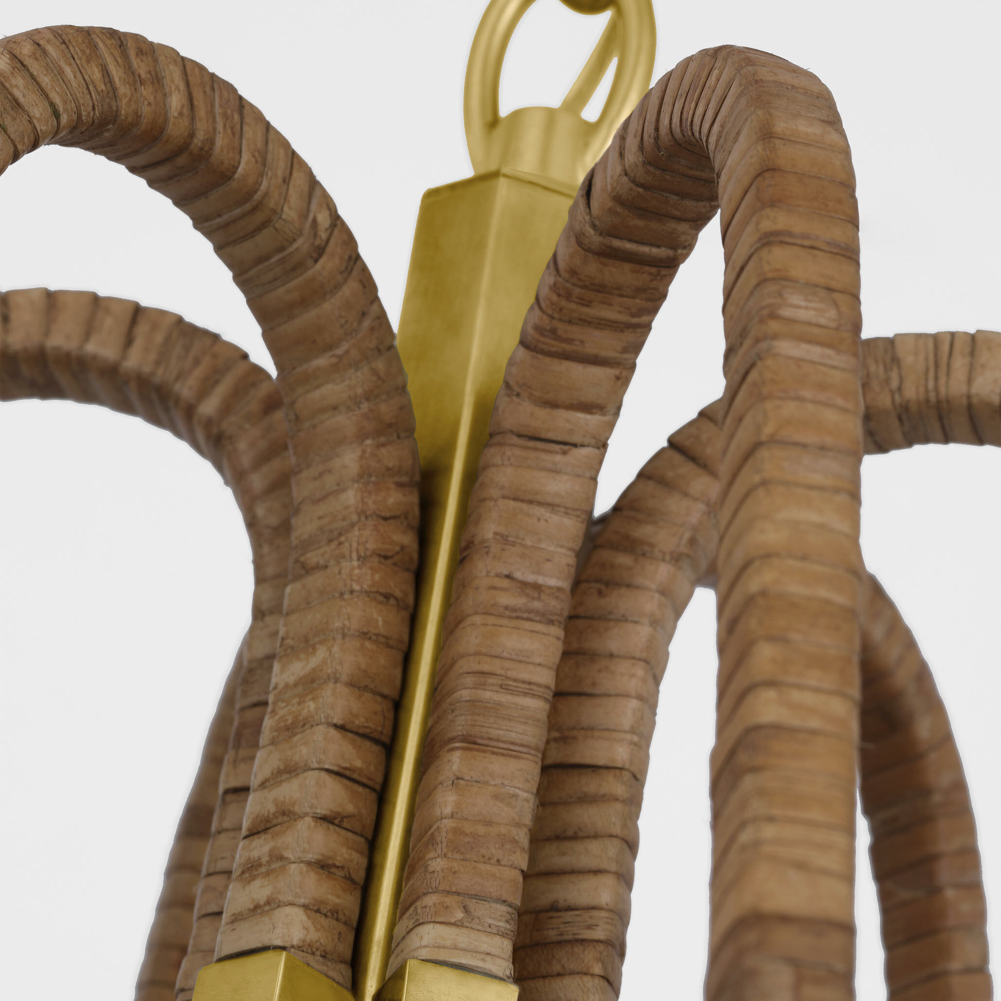 Chapman & Myers Biscayne LED 30.25 inch Antique-Burnished Brass and Natural Rattan Wrapped Chandelier Ceiling Light, Large