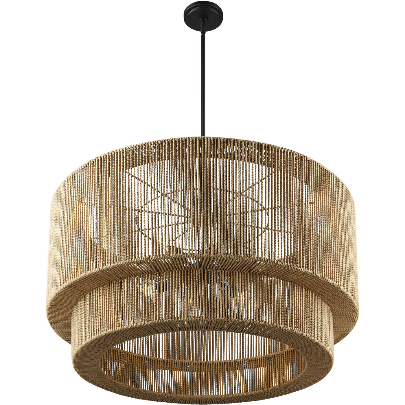 Eco Collection - Milos Family 8 Light 36 inch Matte Black Pendant Ceiling Light in 36" D x 36" W x 18.75" H, EVOLV