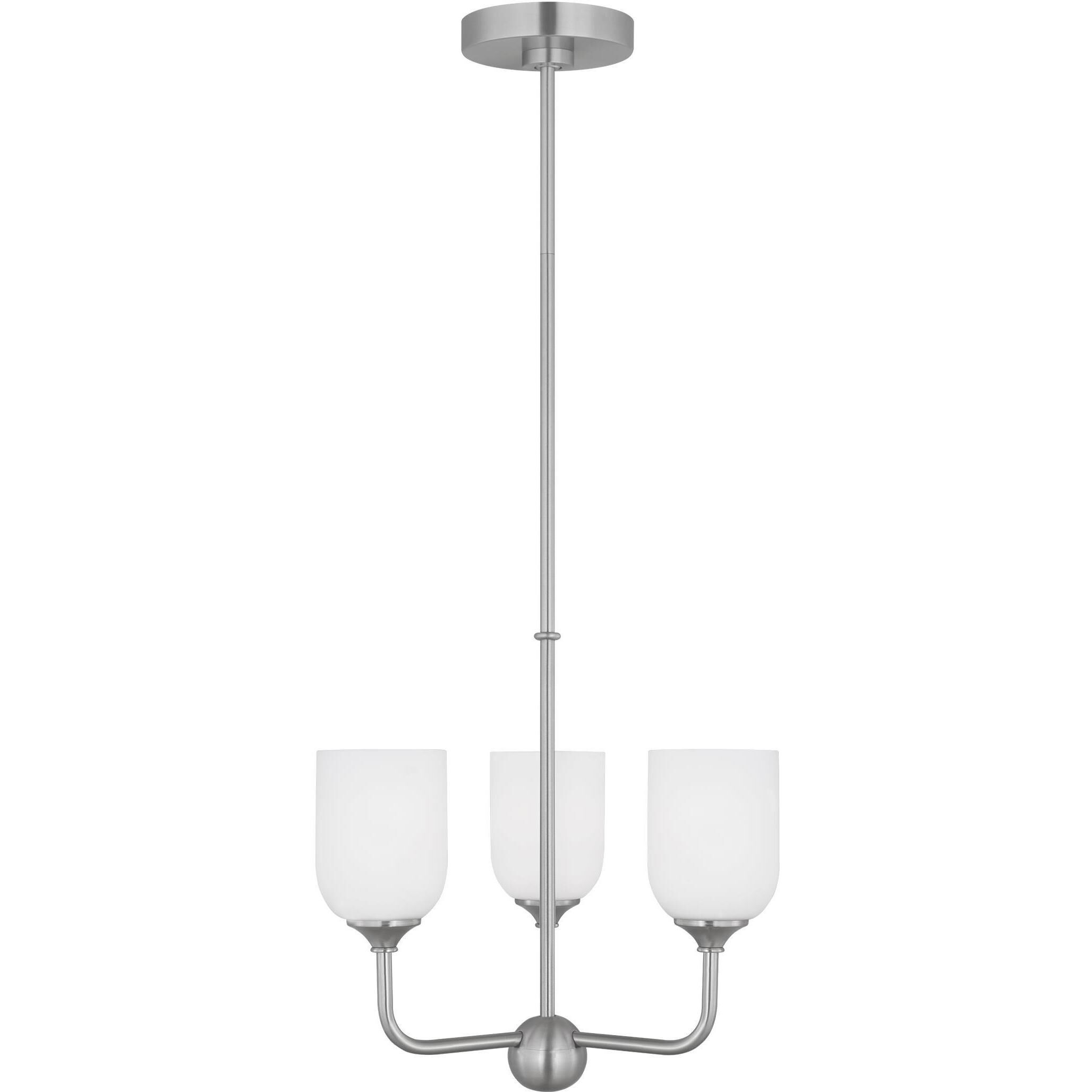 Emile 3 Light 16 inch Brushed Steel Chandelier Ceiling Light