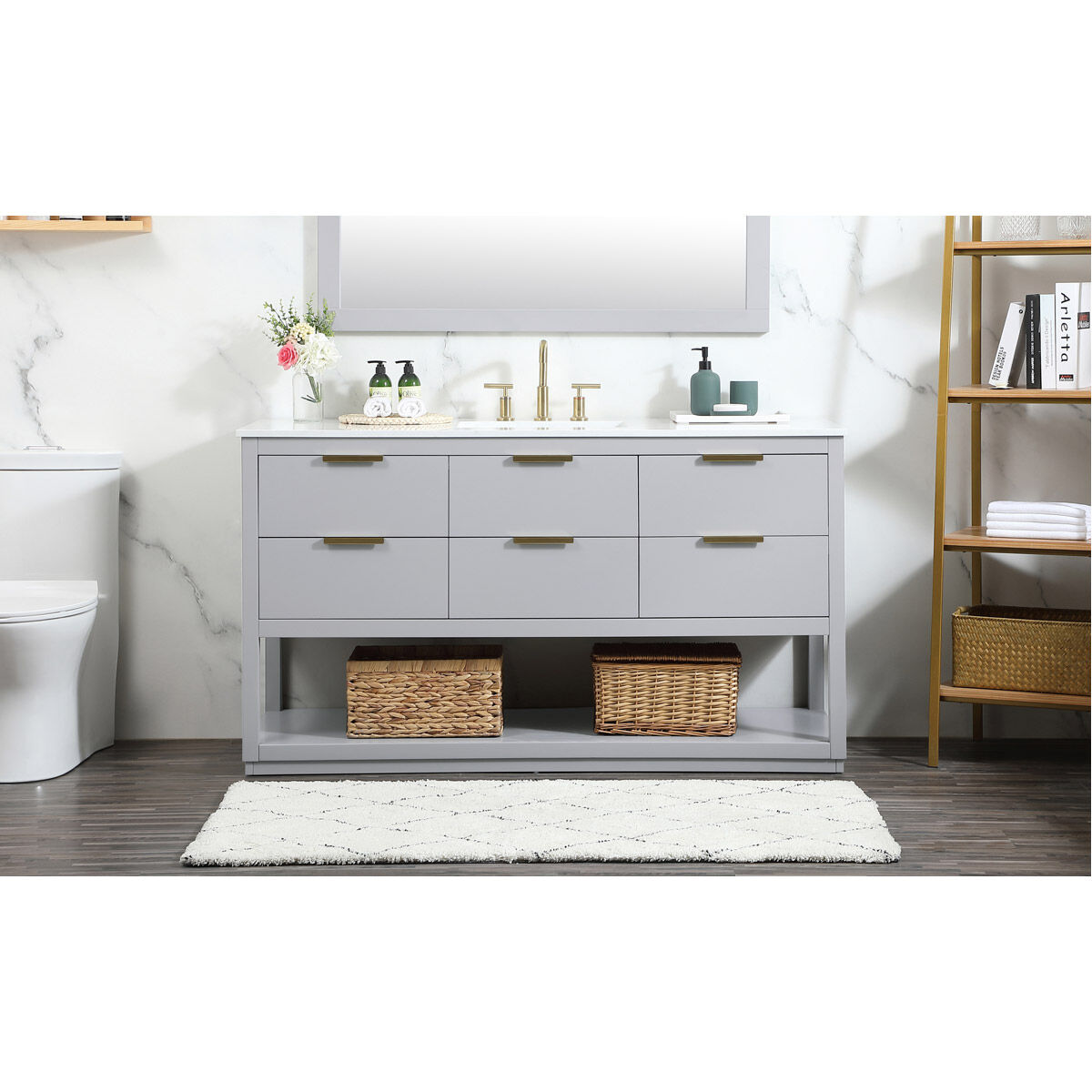 Larkin 60 X 22 X 34 inch Grey Vanity Sink Set