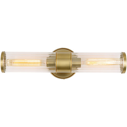 Hamilton 2 Light 5 inch Satin Brass Bathroom Wall Sconce Wall Light