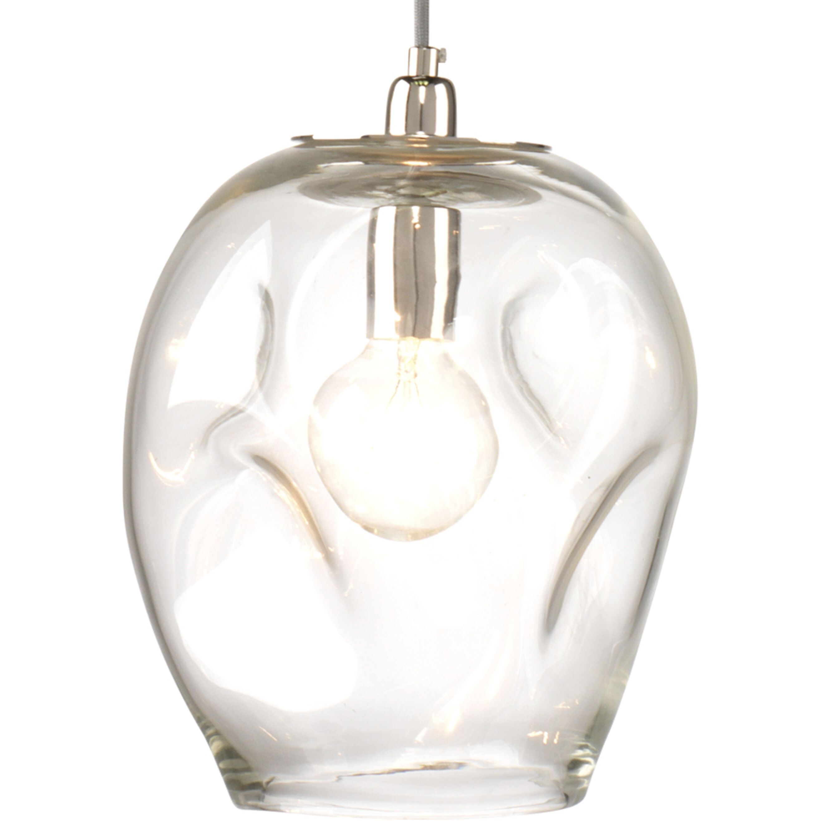 Dimpled Glass 1 Light 9 inch Clear Glass w/ Silver Hardware Pendant Ceiling Light