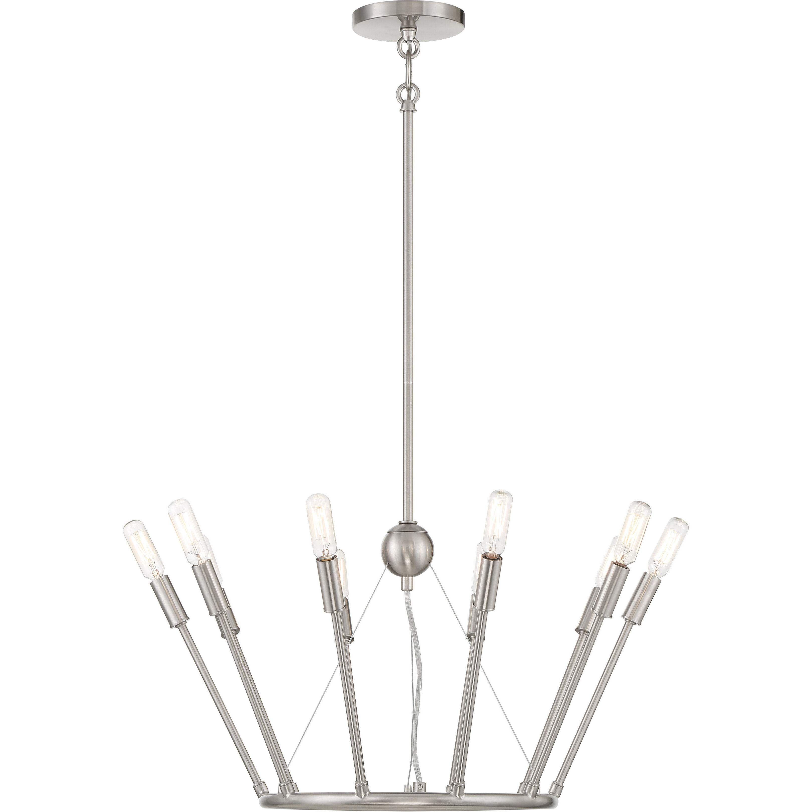 Royalty 10 Light 22.75 inch Brushed Nickel Chandelier Ceiling Light
