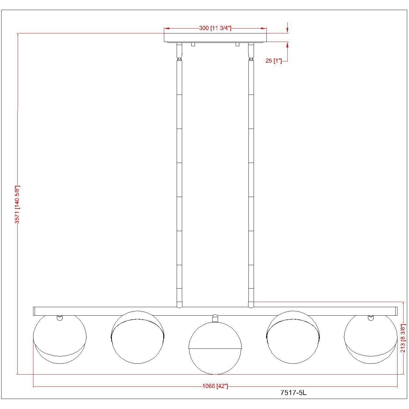 Realm Sphere Linear Chandelier Ceiling Light in Brushed Nickel