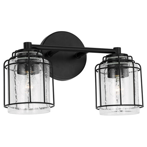 Harmon 2 Light 15 inch Matte Black Vanity Light Wall Light