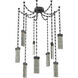 Parallel LED 13.3 inch Matte Black Swag Multi-Pendant Ceiling Light in 3000K LED, Smoke Granite, Rectangular Chain