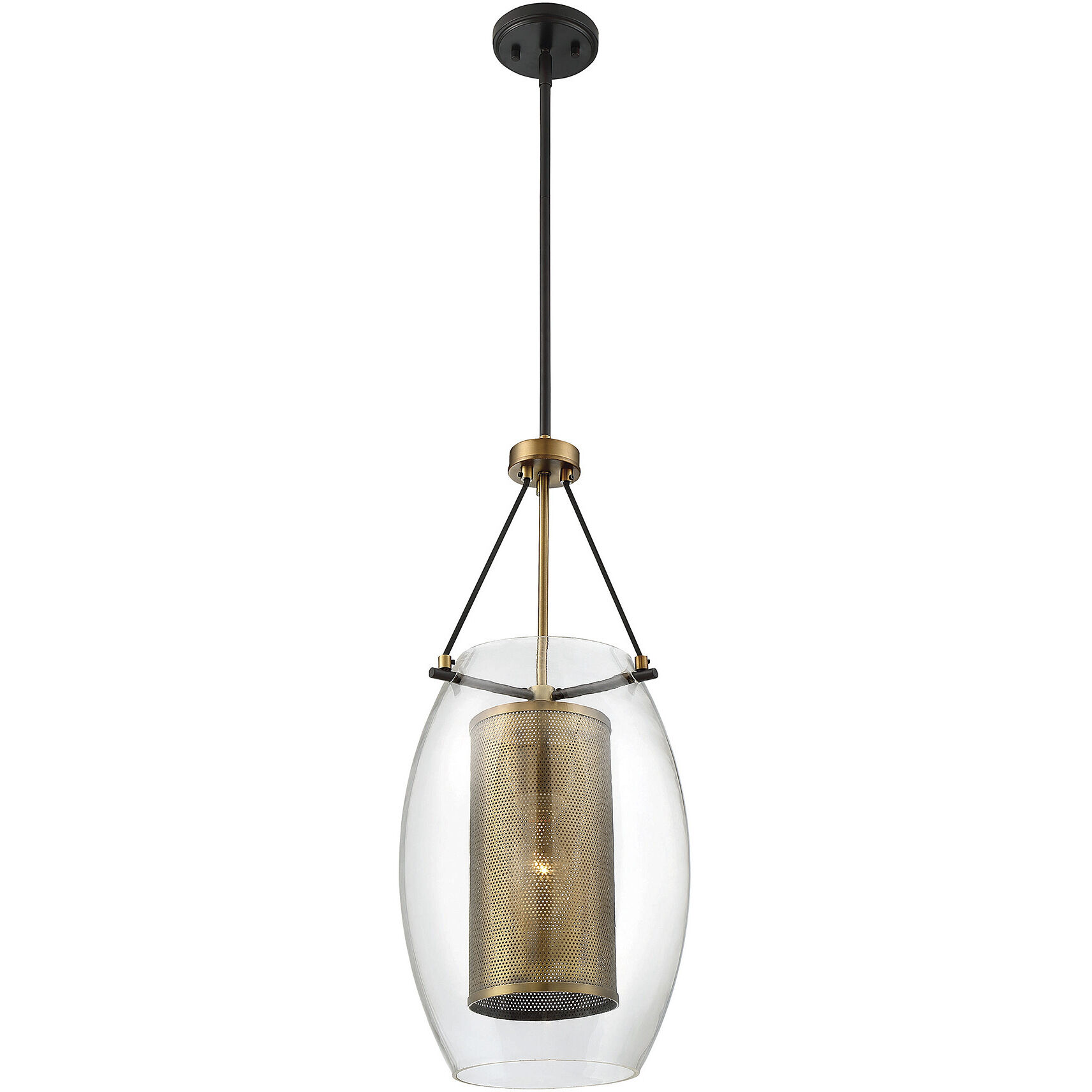 Dunbar 1 Light 12 inch Warm Brass with Bronze Accents Pendant Ceiling Light, Essentials