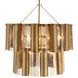 Faramond 10 Light 35 inch Vintage Brass and Hammered Smoke Slump Glass Chandelier Ceiling Light