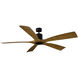 Aviator 70 inch Matte Black and Distressed Koa with Distressed Koa Blades Downrod Ceiling Fan in Matte Black Distressed Koa, Smart Ceiling Fan