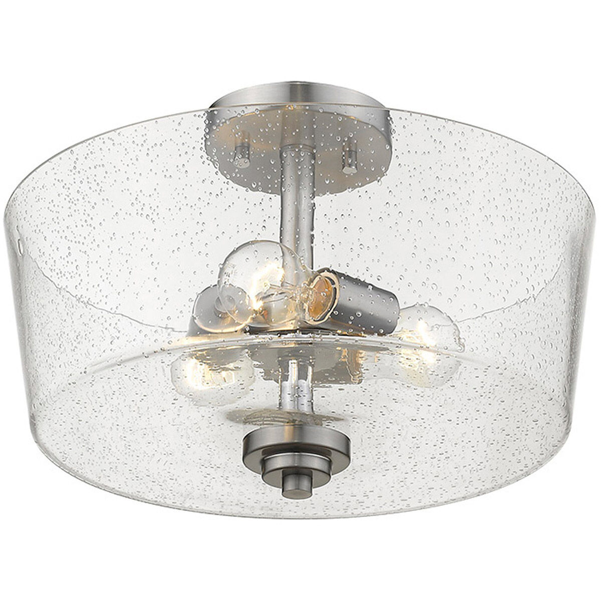 Rowe 3 Light 15 inch Satin Nickel Semi-Flush Mount Ceiling Light