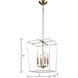 Kingdom 4 Light 14 inch Aged Brass with White Pendant Ceiling Light