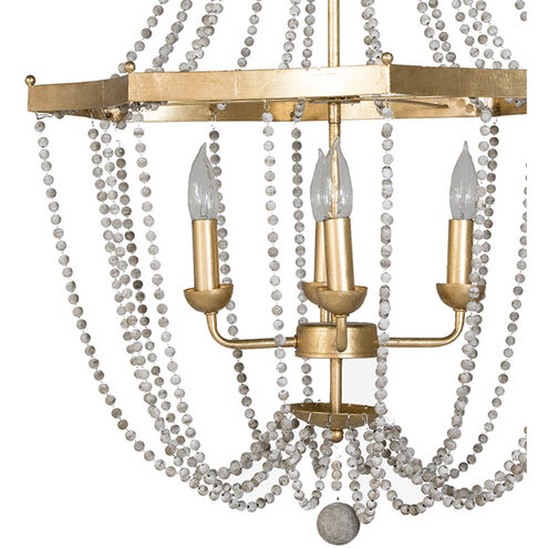 Whitney 4 Light 24 inch Vintage Gold / Antique White Chandelier Ceiling Light