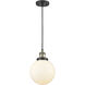 Franklin Restoration Beacon 1 Light 8 inch Black Antique Brass Mini Pendant Ceiling Light in Incandescent, Matte White, Franklin Restoration