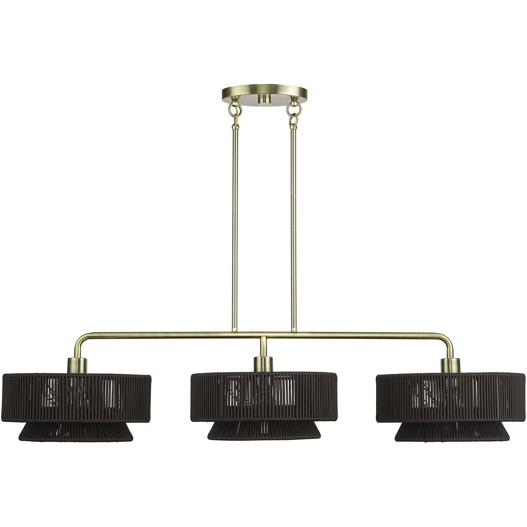 Florell 3 Light 47 inch Antique Brass Linear Chandelier Ceiling Light, Extra Large