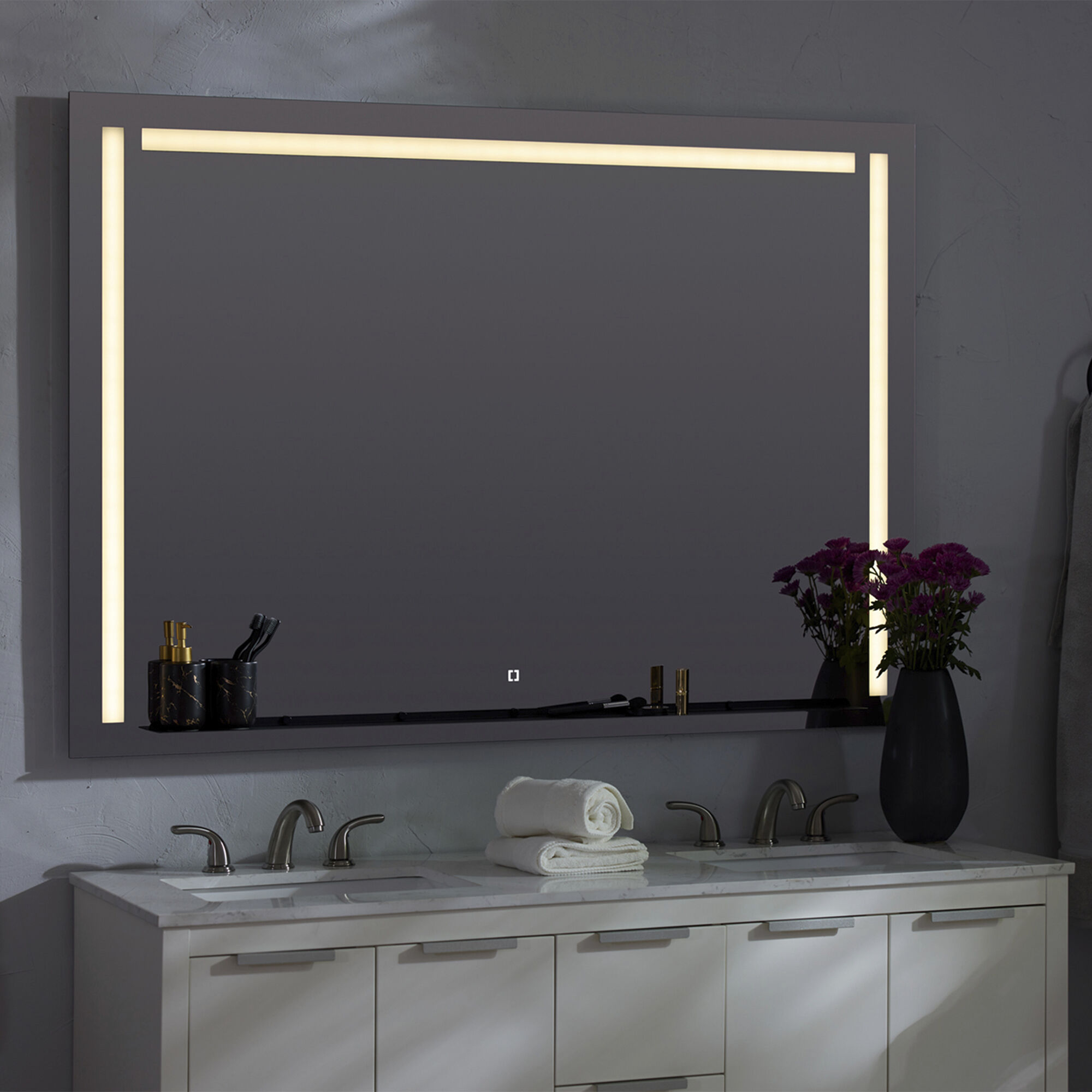 Skylight 36 X 24 inch Black LED Lighted Mirror, Vanita by Oxygen