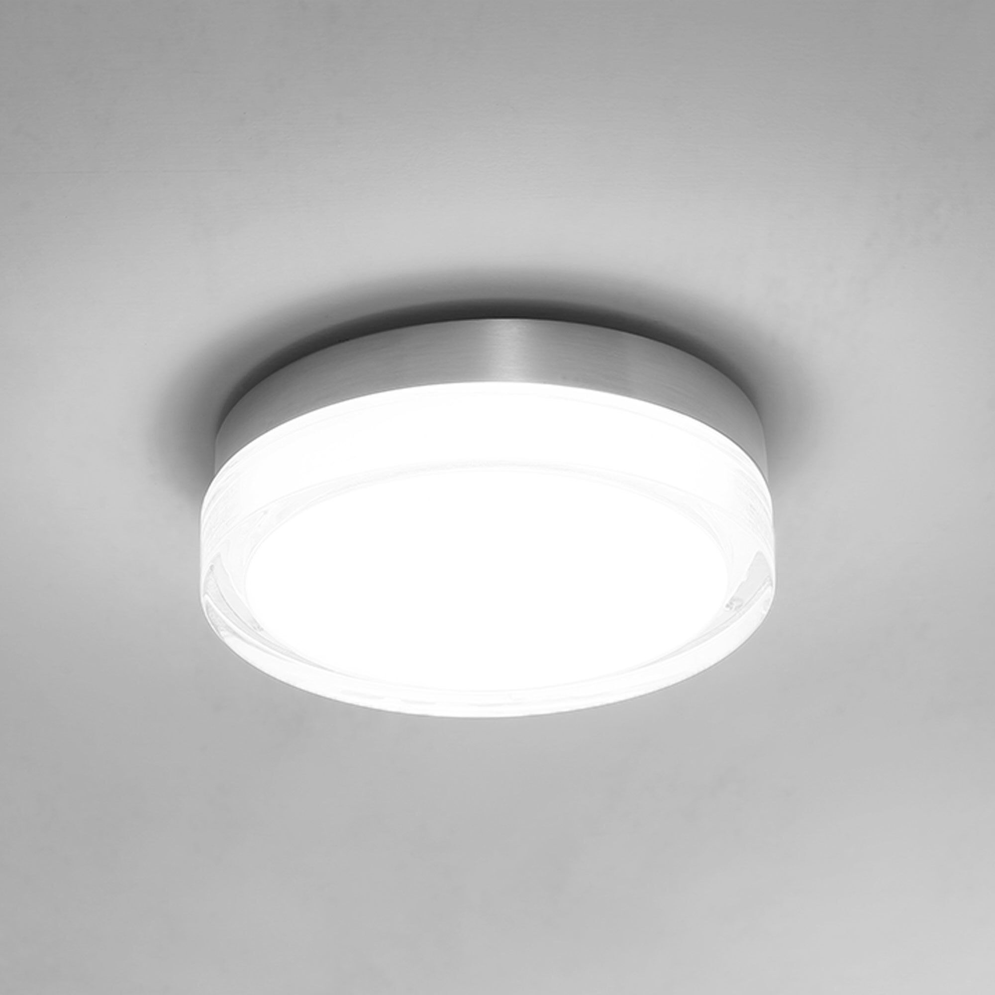 Pi LED 9 inch Stainless Steel Flush Mount Ceiling Light in 3000K, 9in.