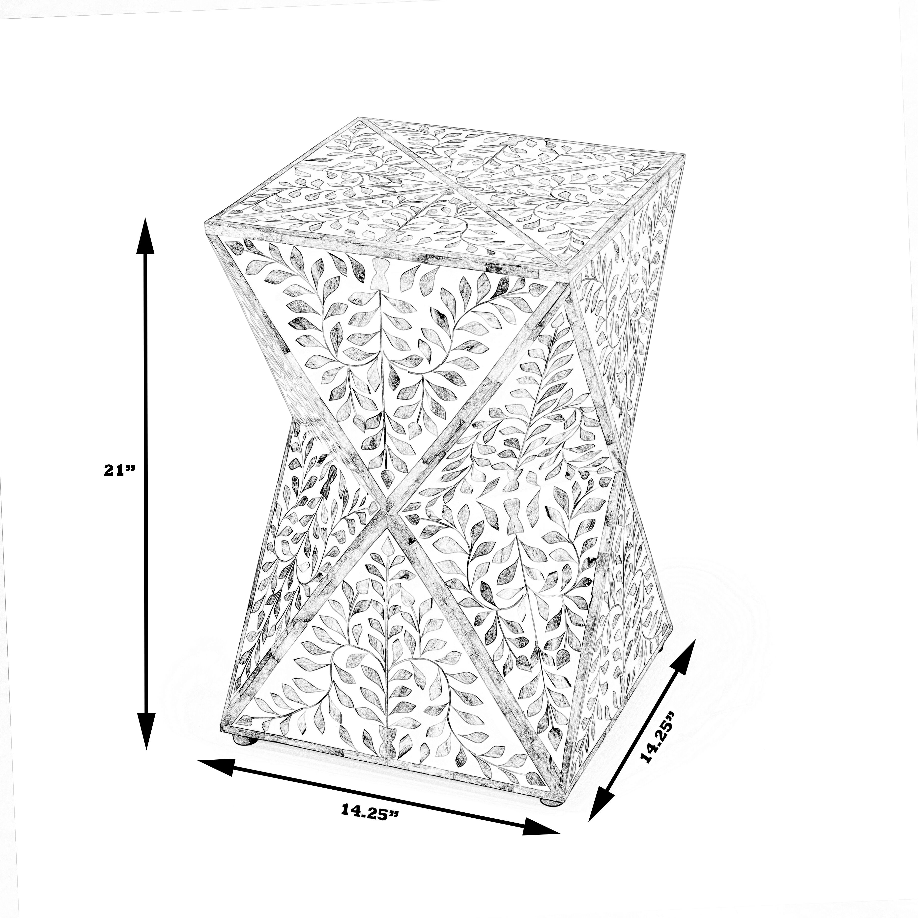 Trubadur Bone Inlay Side Table in Sky Blue and White