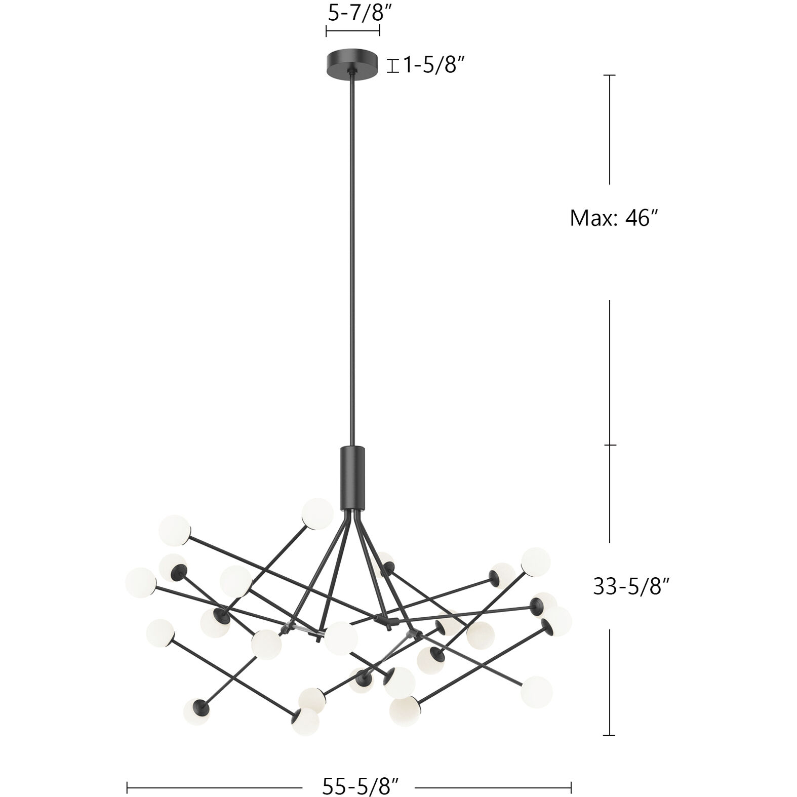 Moto LED 55.63 inch Black Chandelier Ceiling Light